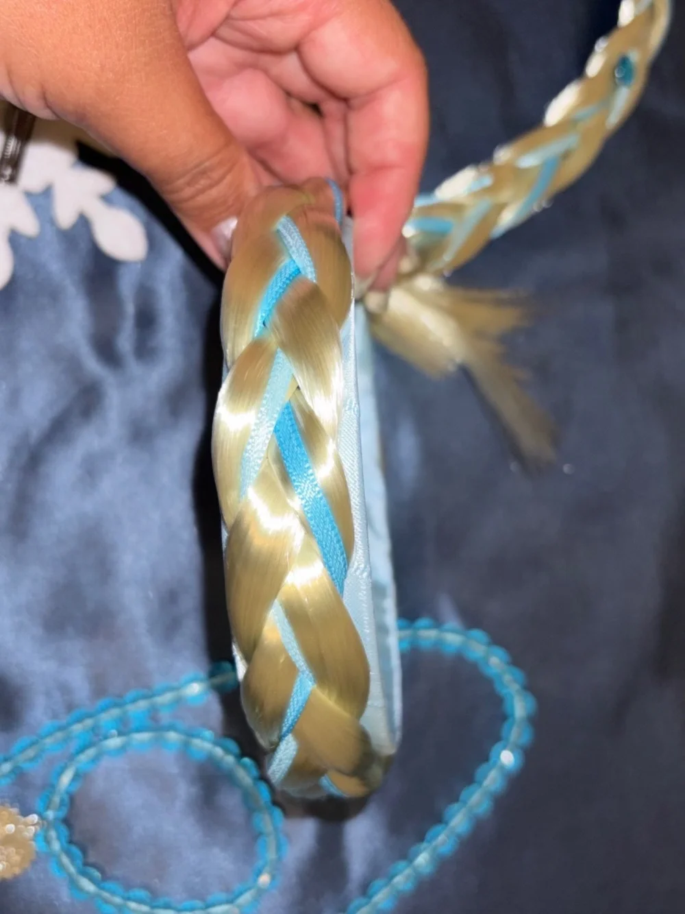 Elsa Princess Dress Up Long Braided Wigs, Handbag, Jewelry for Halloween Costume